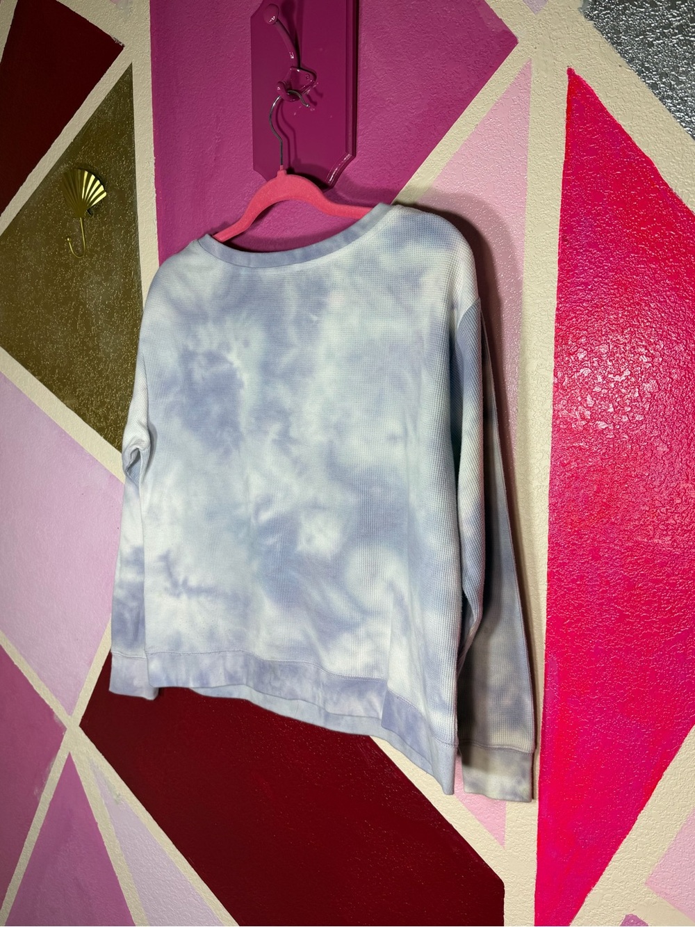 Splendid Gray Waffle Knit Tie Dye Pullover Sweatshirt Small - Picture 7 of 14